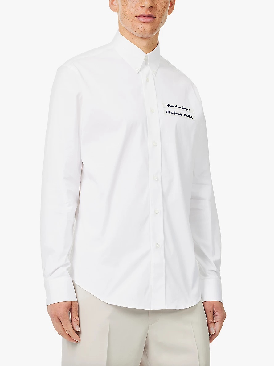 Text-embroidery custom-fit cotton-poplin shirt - 3