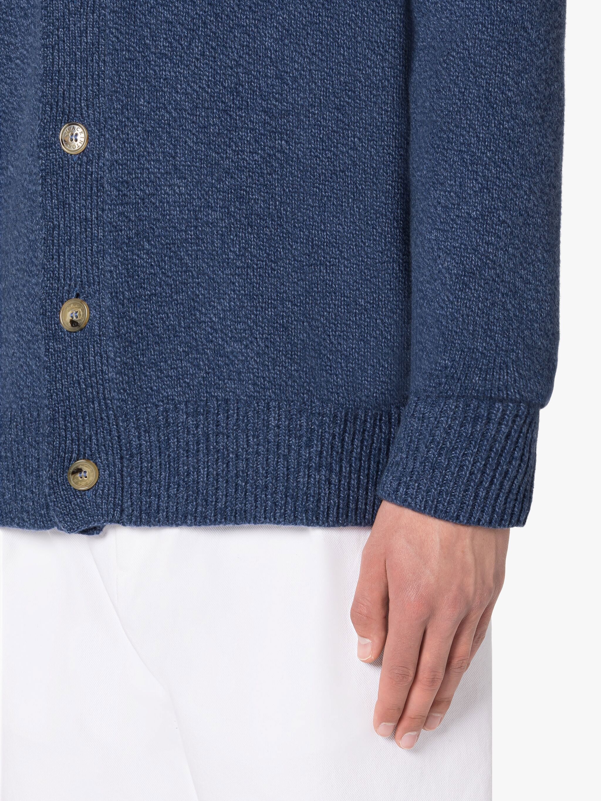 STOCKHOLM DARK BLUE MERINO WOOL & CASHMERE CARDIGAN - 6