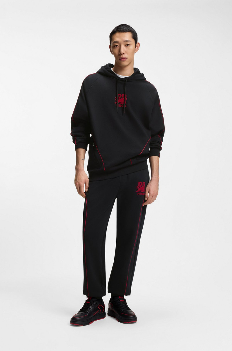 HUGO HUGO X RB STRETCH-COTTON HOODIE WITH BULL MOTIF outlook