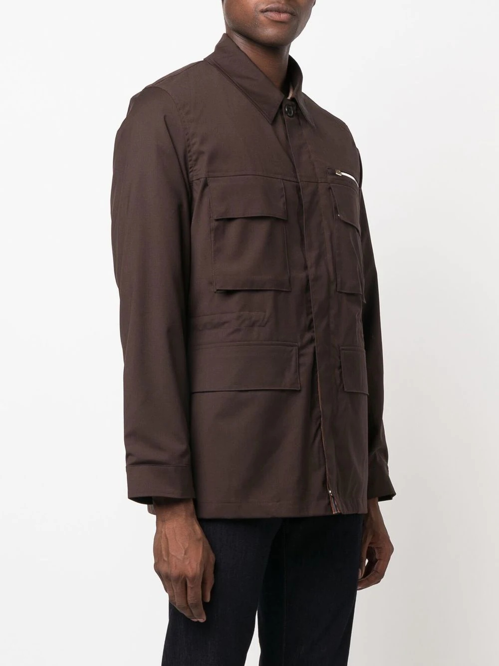 pocket-detail shirt jacket - 3