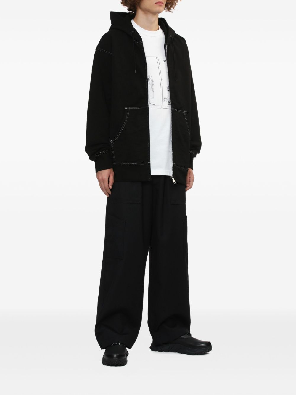 contrast-stitching hoodie - 2