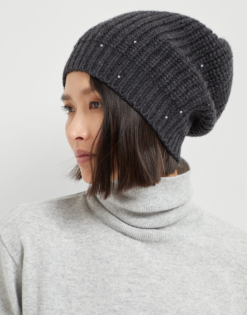 Cashmere and silk Diamond yarn knit beanie 3