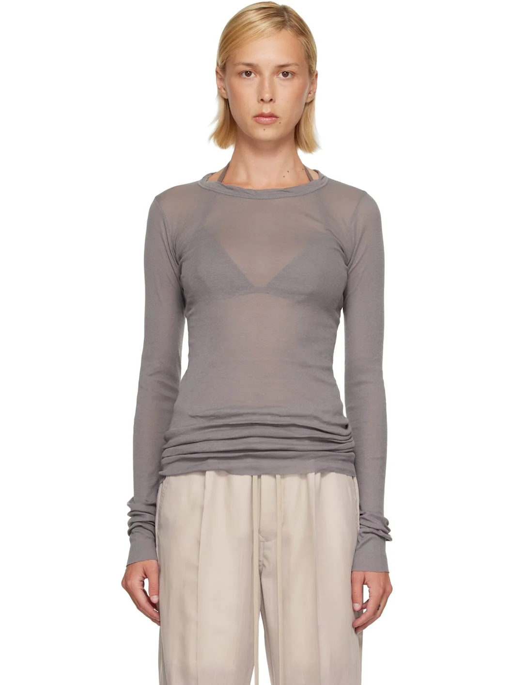 Gray Tower Rib LS T-shirt - 1