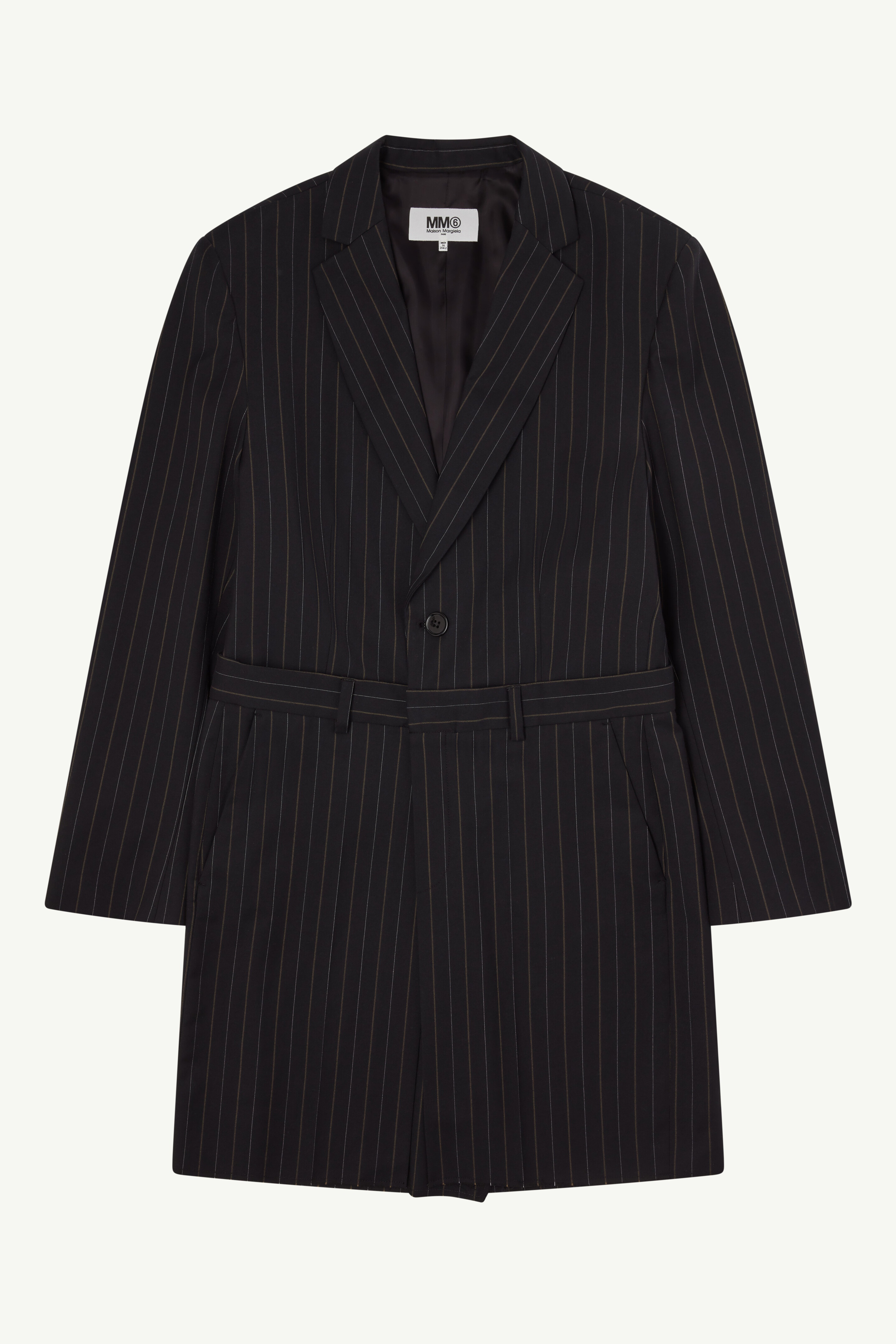 Pinstripe long-line blazer - 1