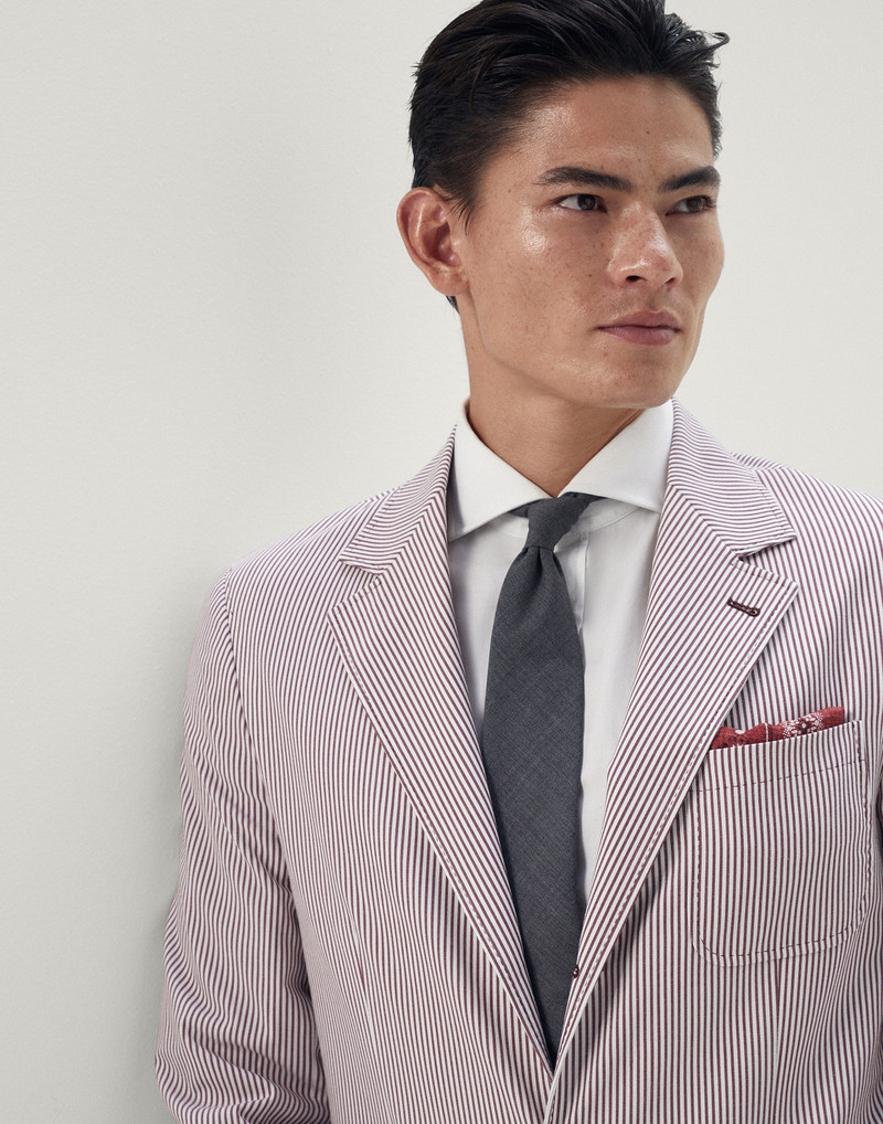 Striped comfort cotton deconstructed blazer with patch pockets 3