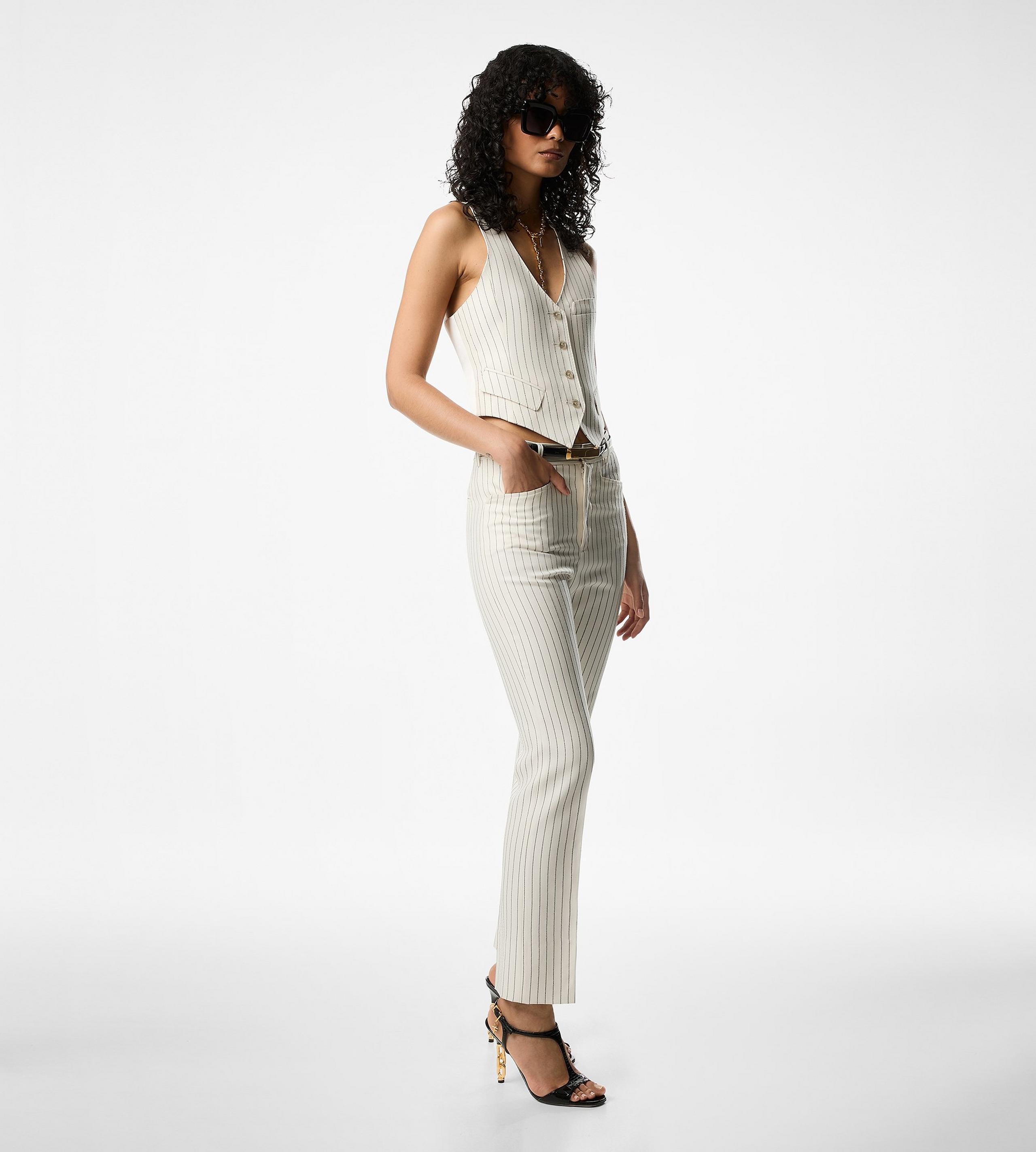 STRIPED WOOL AND SILK BLEND WAISTCOAT - 3