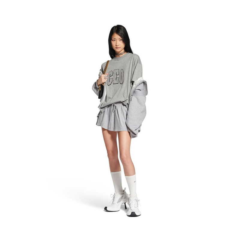 BALENCIAGA Ceo Team Logo Boxy T-shirt in Heather Grey outlook