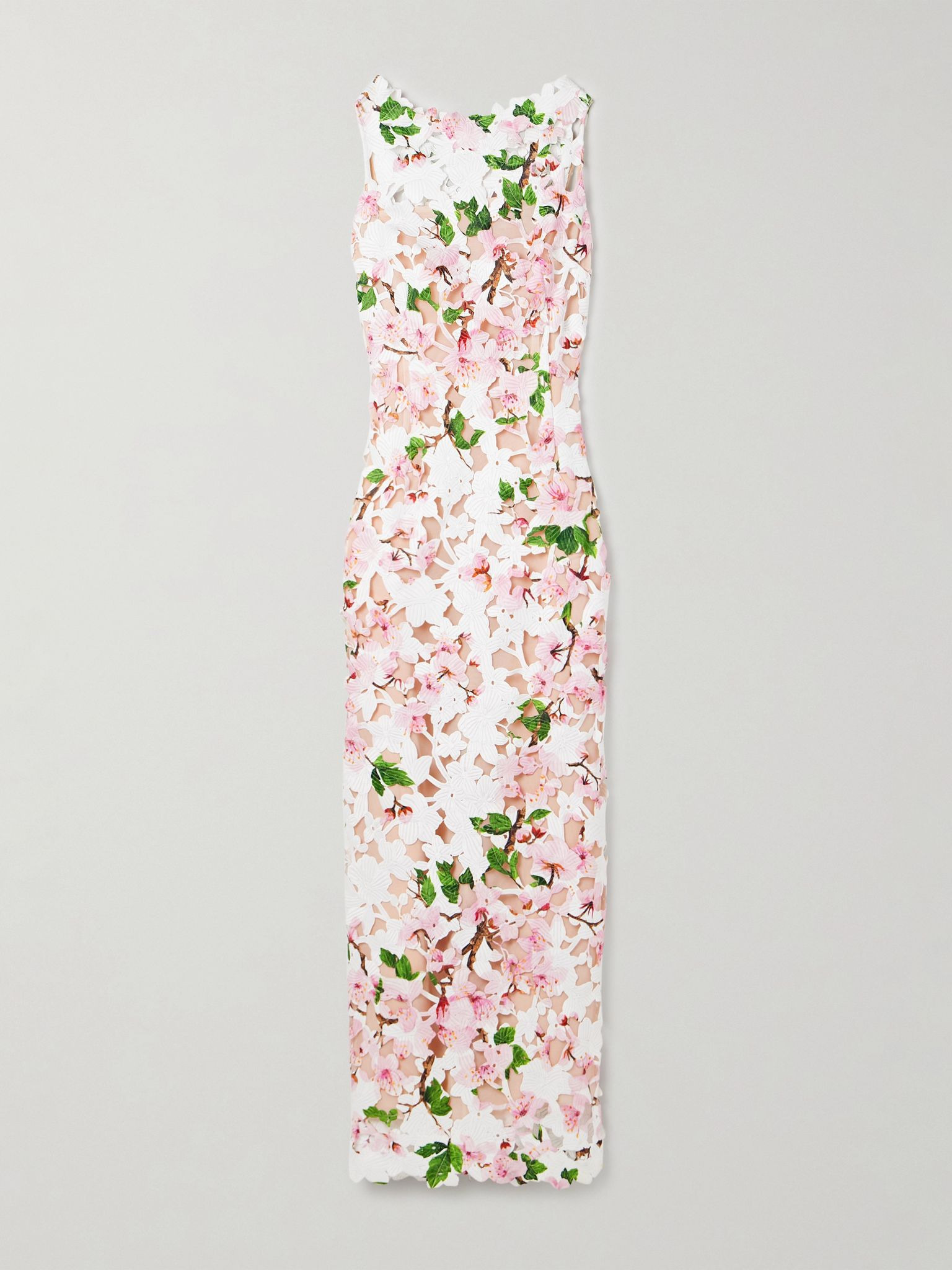 Floral-print guipure lace gown White - 1