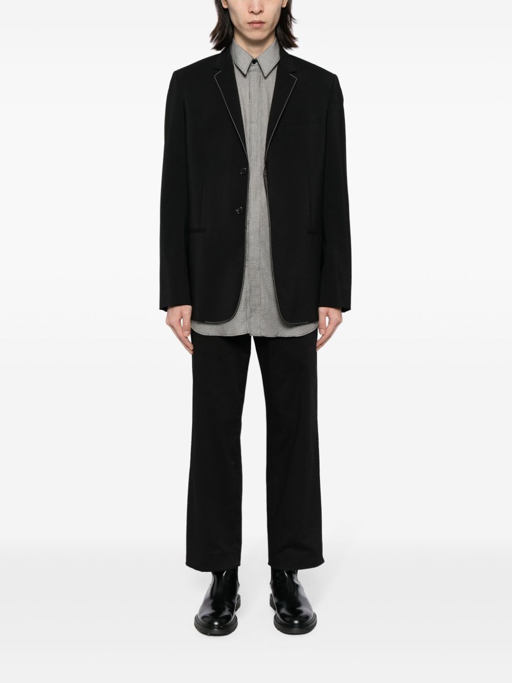 fine-check cotton blend shirt - 2