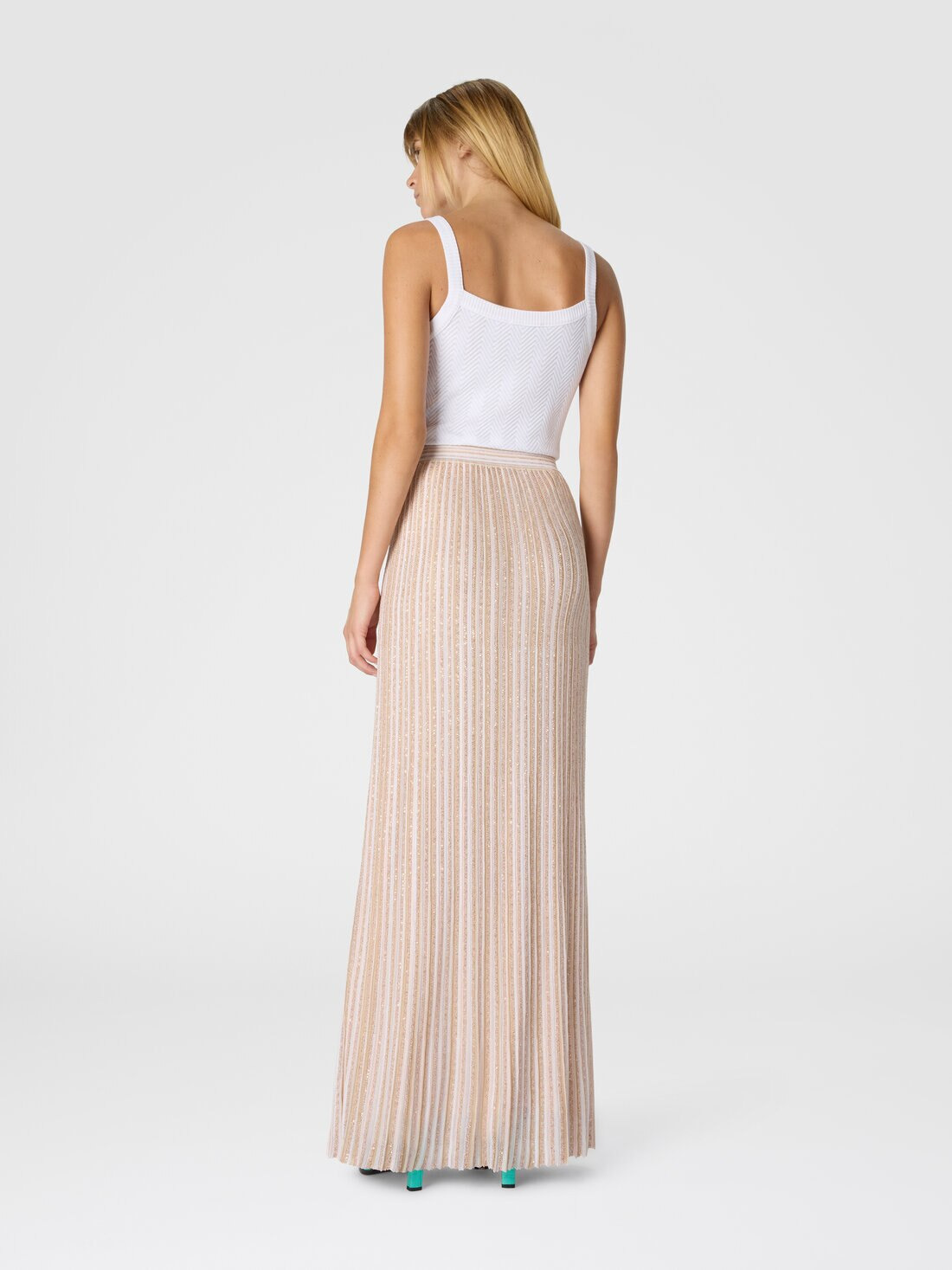 Long Skirt with Lamé Stripes - 3