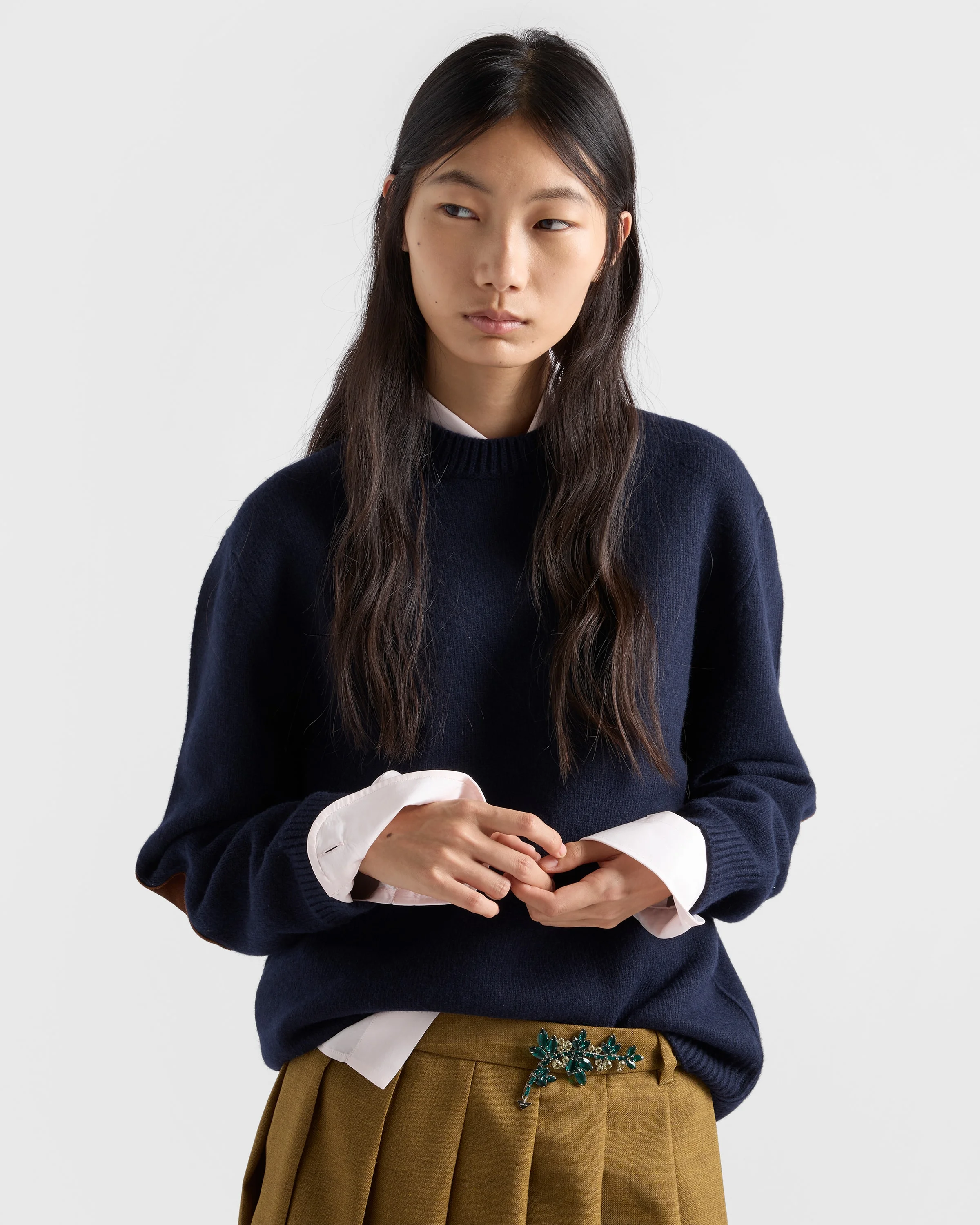 Prada Wool and suede sweater - P24E3N_6004_F0008_S_OOO | REVERSIBLE