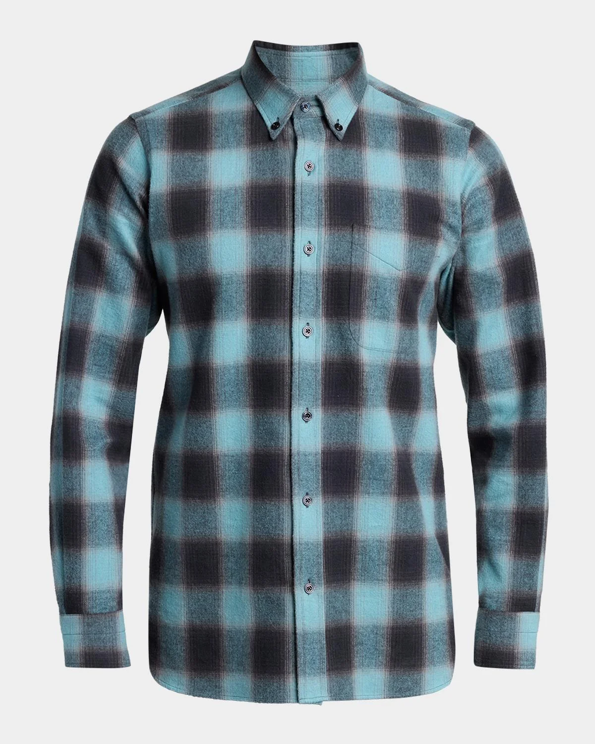 Men's Brushed Flannel Check Button-Down Shirt - 1