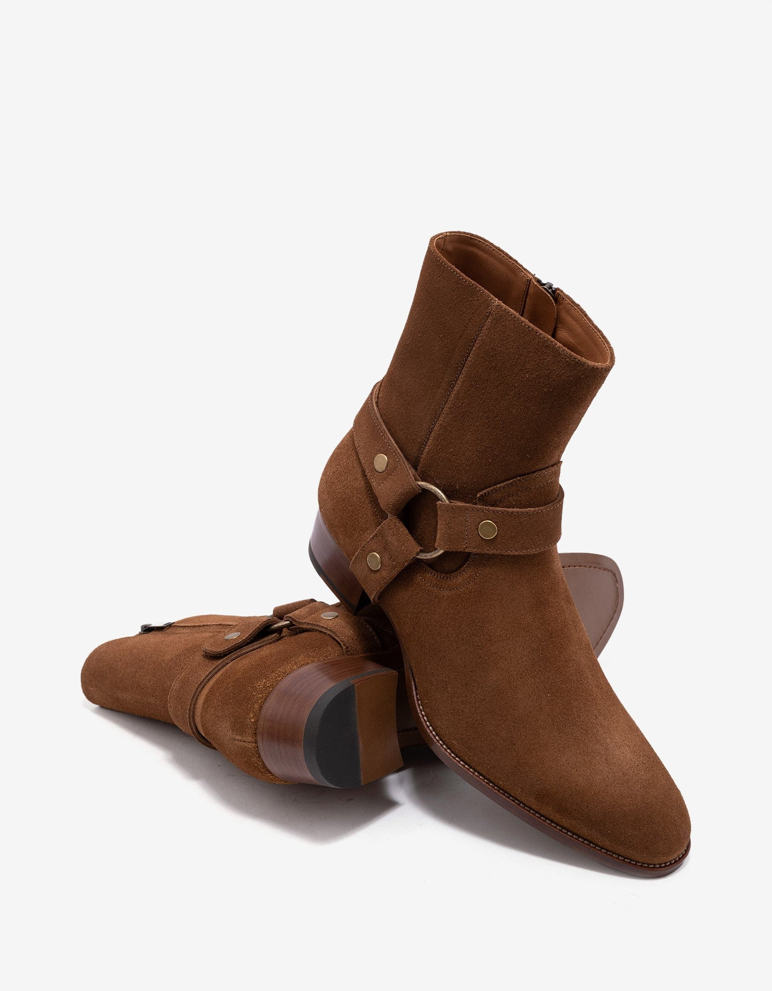 Saint Laurent Brown Wyatt 40 Harness Boots - 5