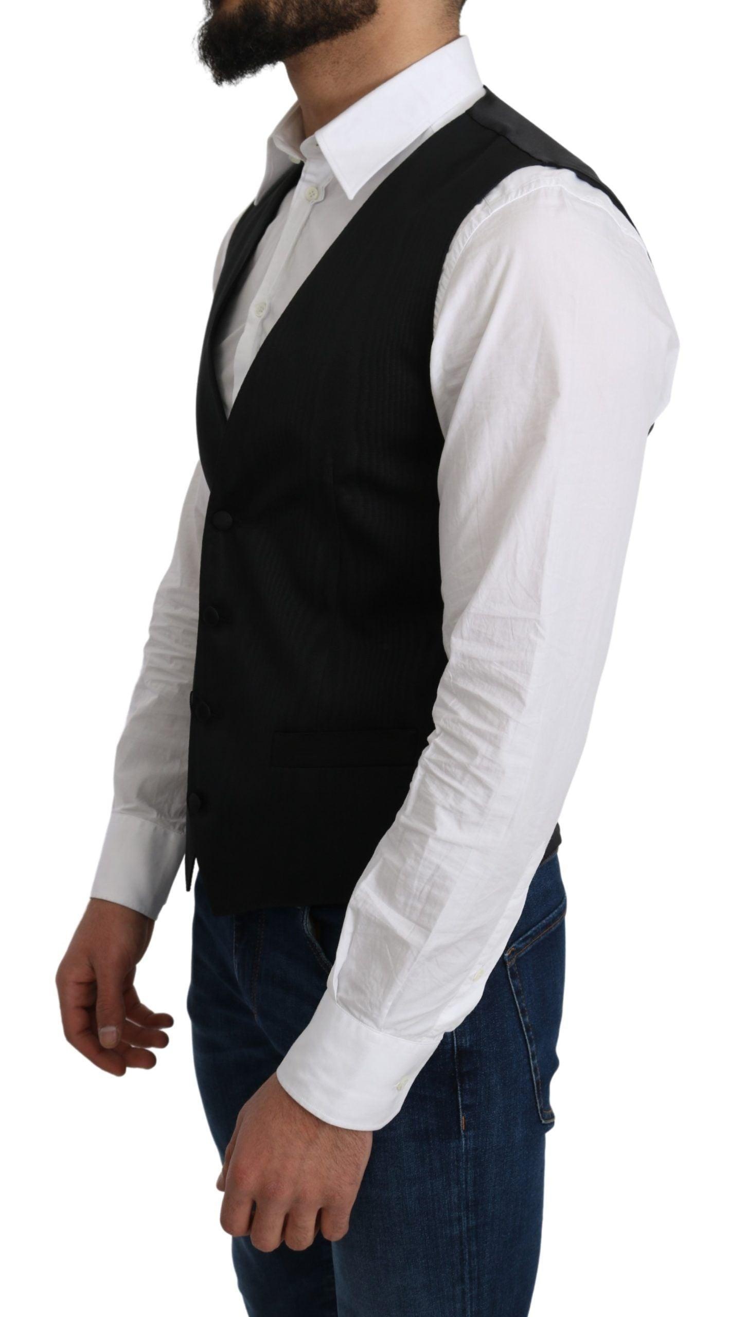 Dolce & Gabbana Gray 100% Silk Formal Coat Vest - 3