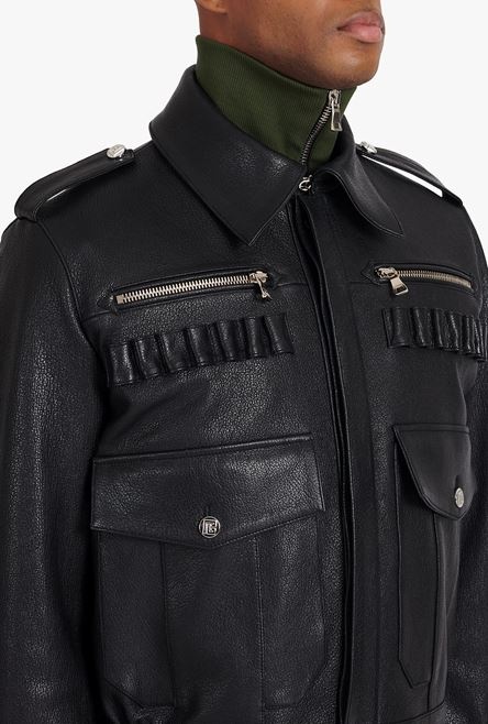 Black leather aviator jacket - 9