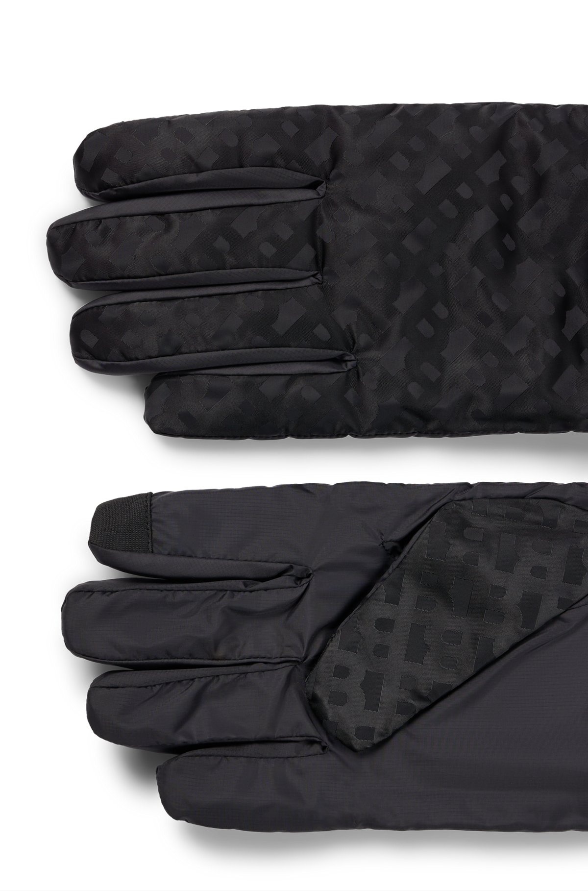 PADDED GLOVES WITH TONAL MONOGRAM DETAILS AND FLANNEL LINING - 2
