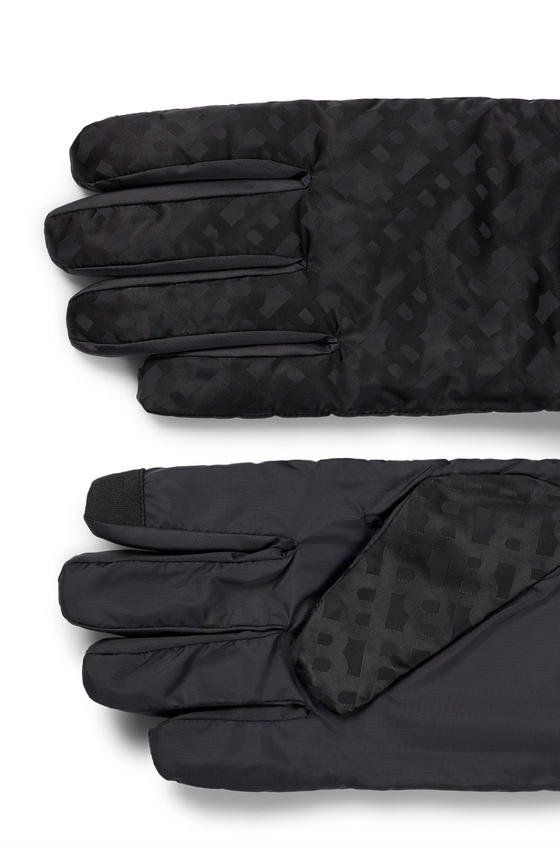 BOSS PADDED GLOVES WITH TONAL MONOGRAM DETAILS AND FLANNEL LINING outlook