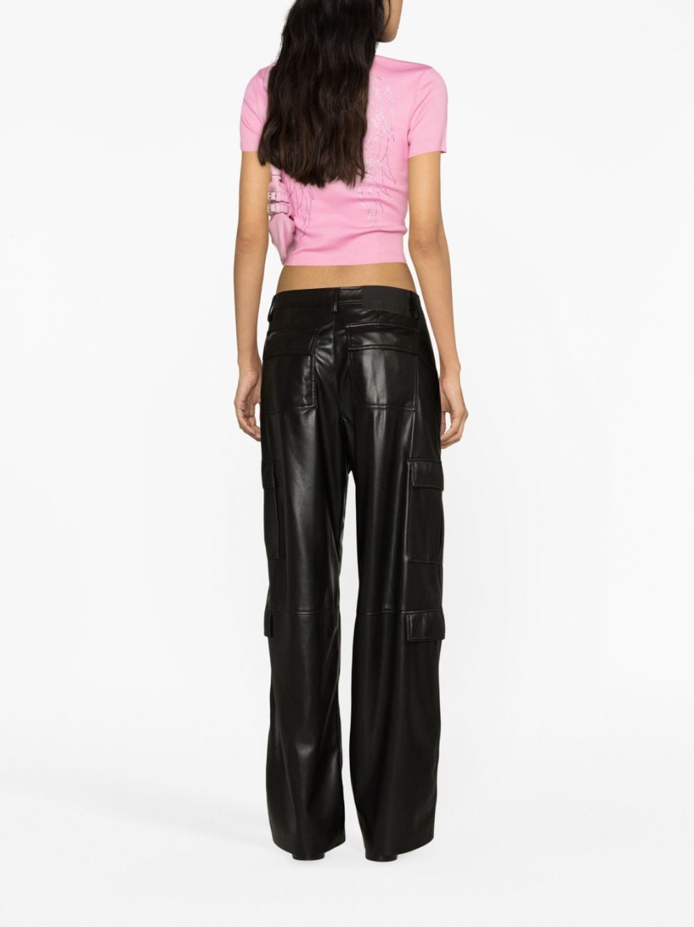 faux-leather cargo trousers - 3