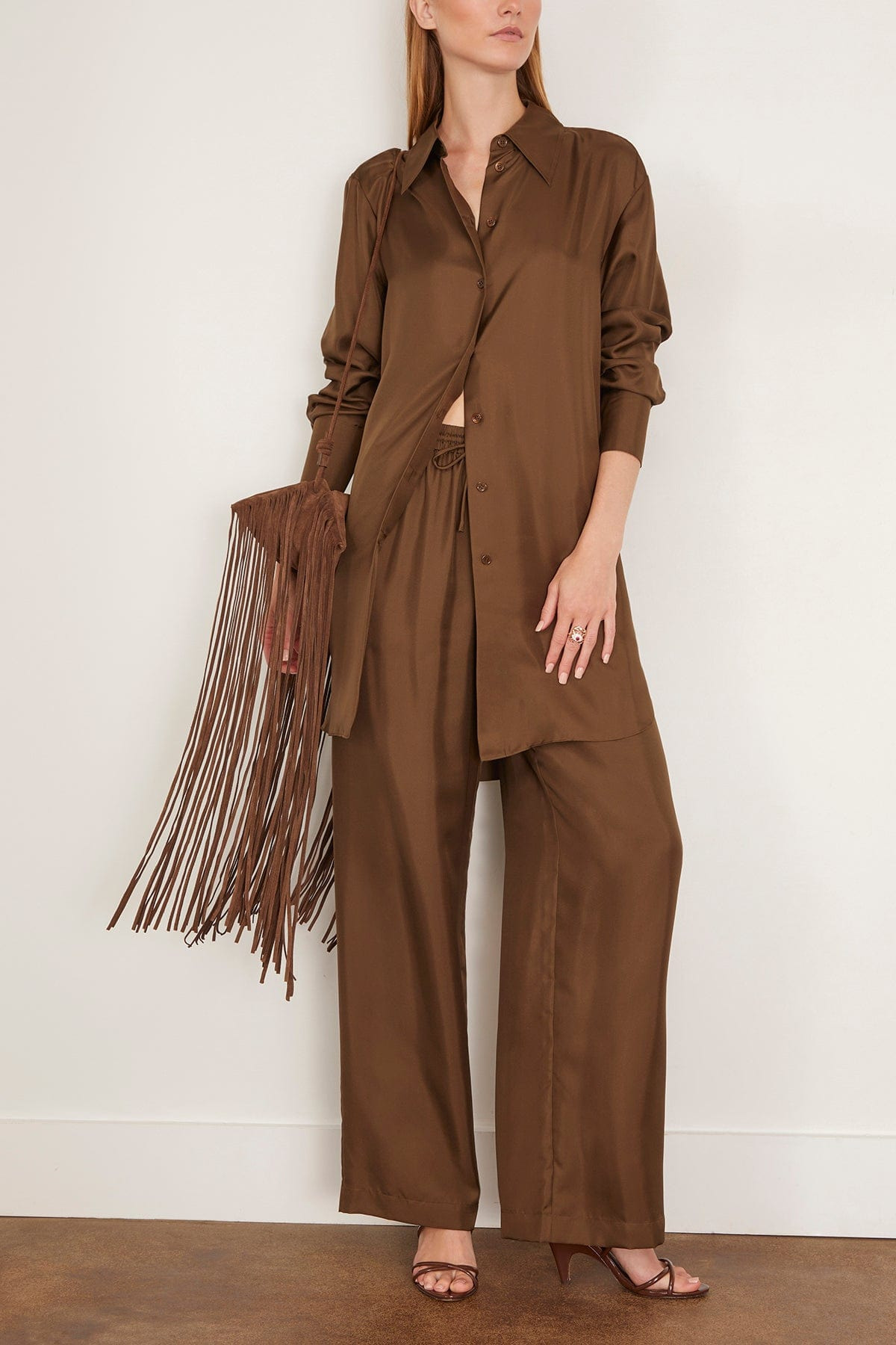 Oversized Silk Shirt in Forest - 2