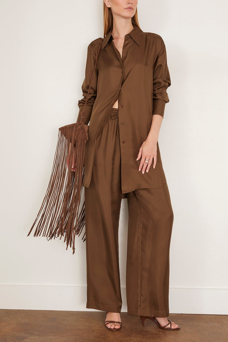 RÓHE Oversized Silk Shirt in Forest outlook