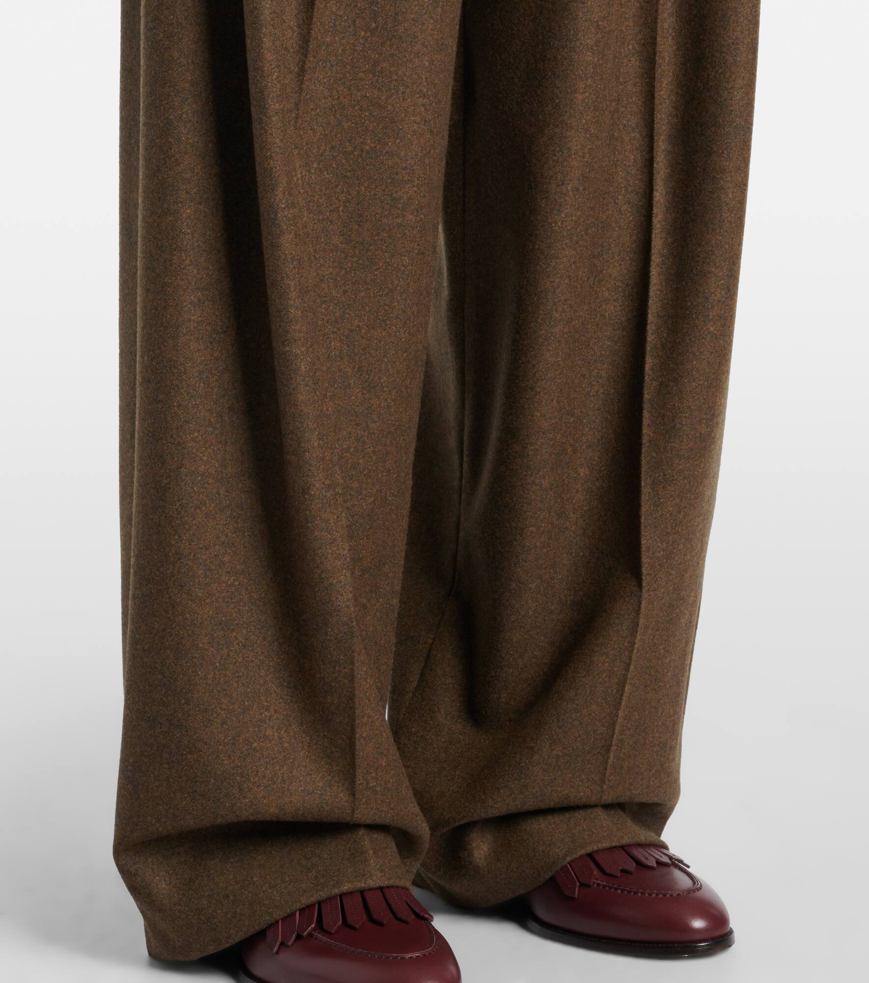 High-rise wool and cashmere wide-leg pants - 5