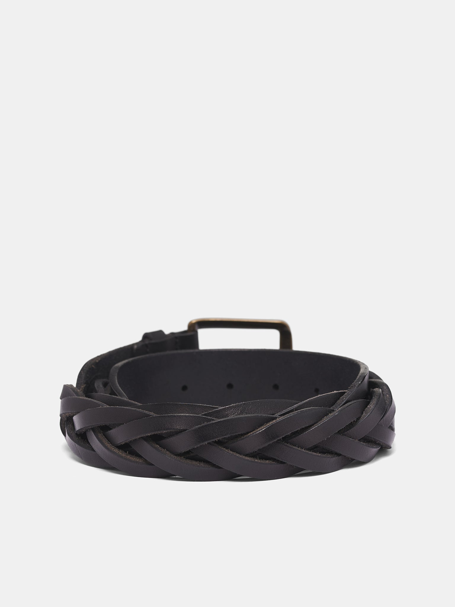 Black Braided Leather Belt - 2