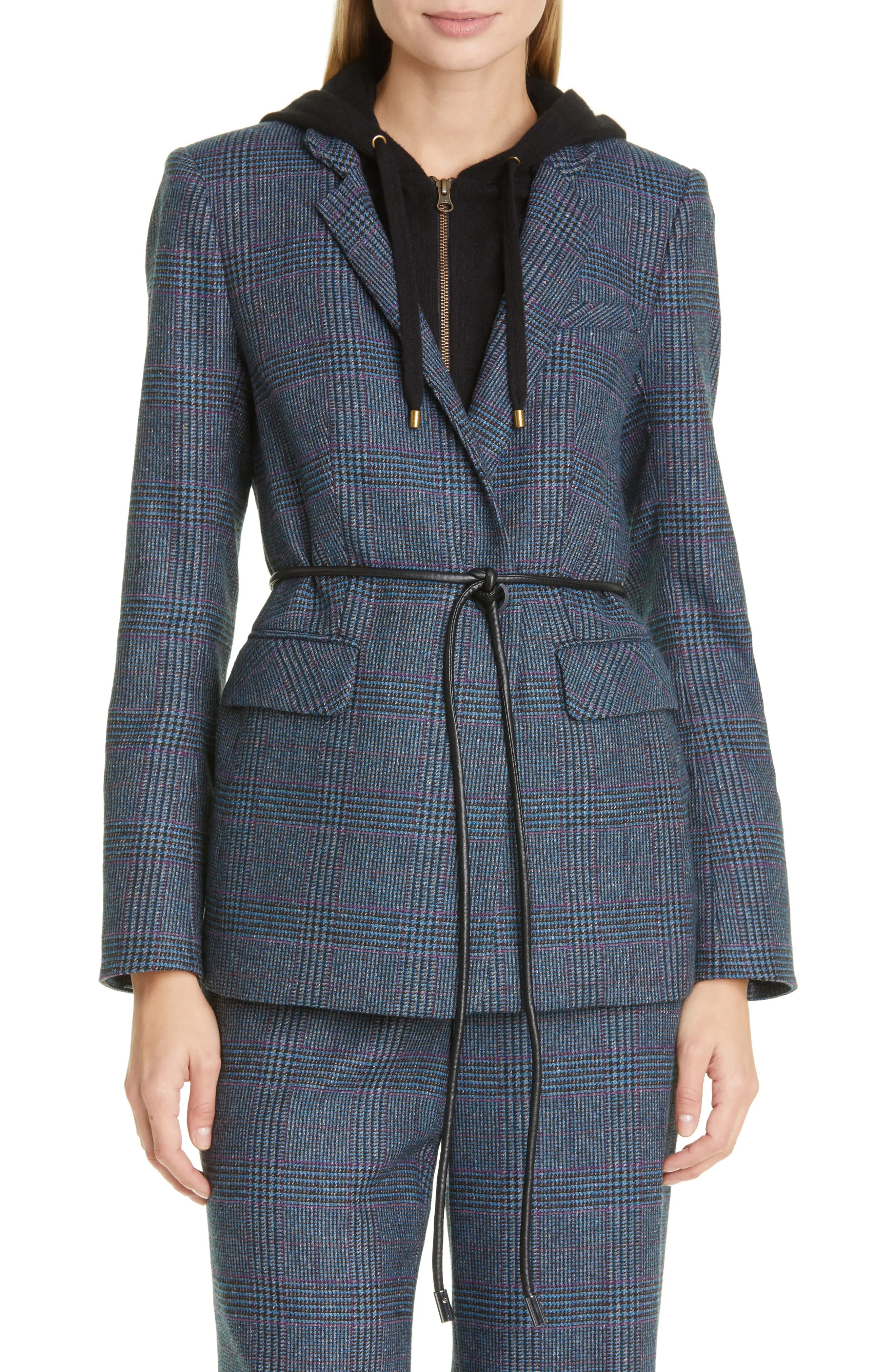 Wilshire Plaid Belted Dickey Jacket - 4