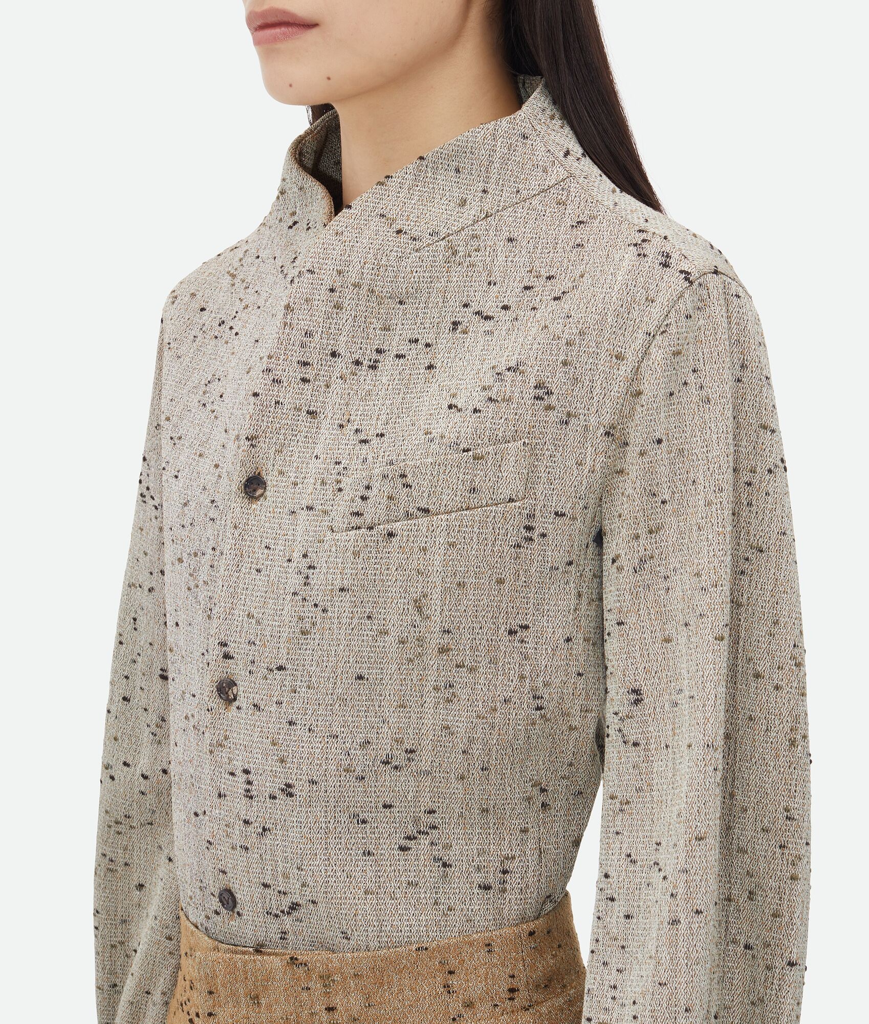 Knotted Wool Funnel Neck Shirt - 4