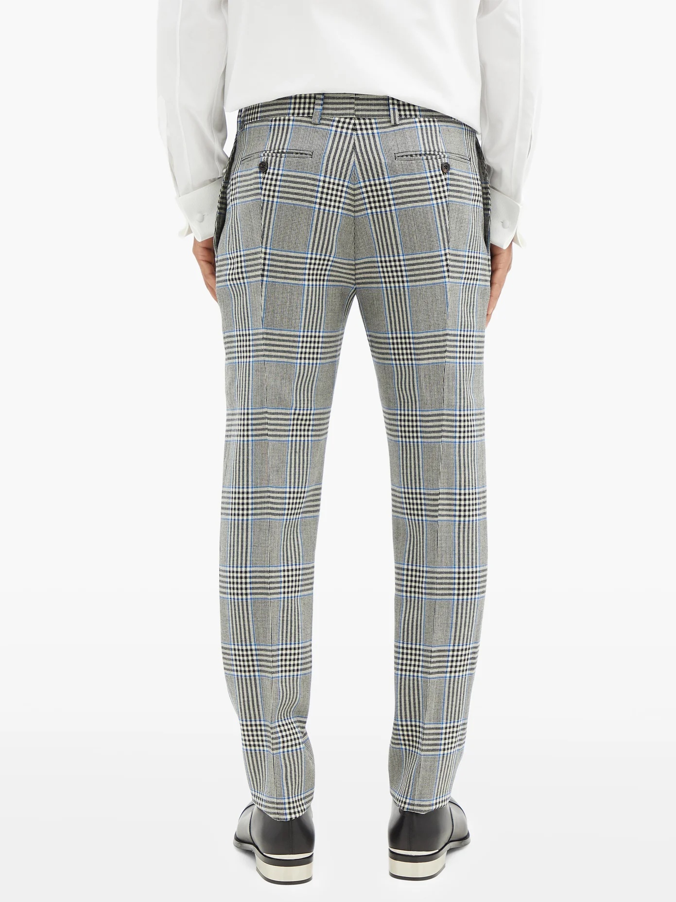 Glen-check wool-twill suit trousers - 5