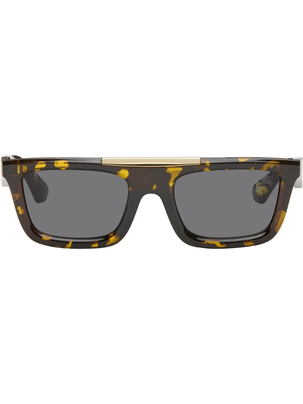 Brown & Yellow Classic Rectangular Sunglasses - 1