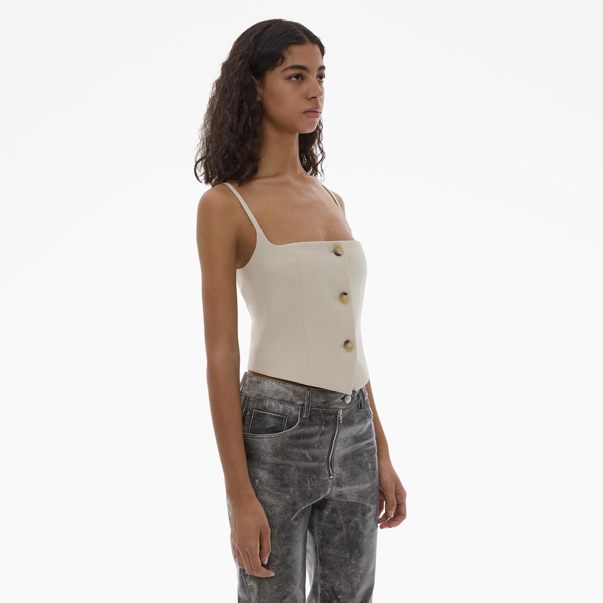 CROPPED STRETCH WOOL BLAZER TOP - 5