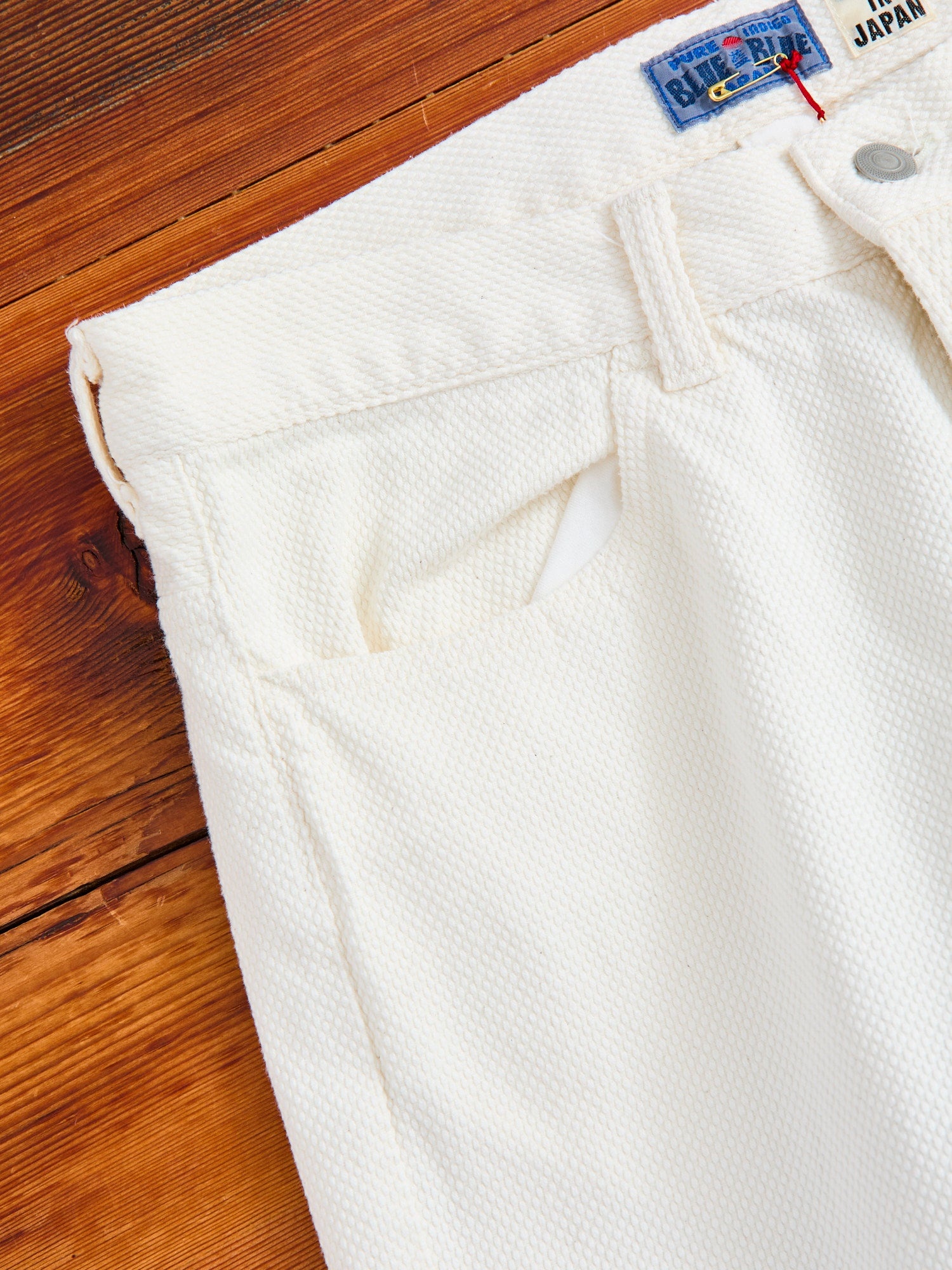 Fine Sashiko 5-Pocket Pants in Natural - 3