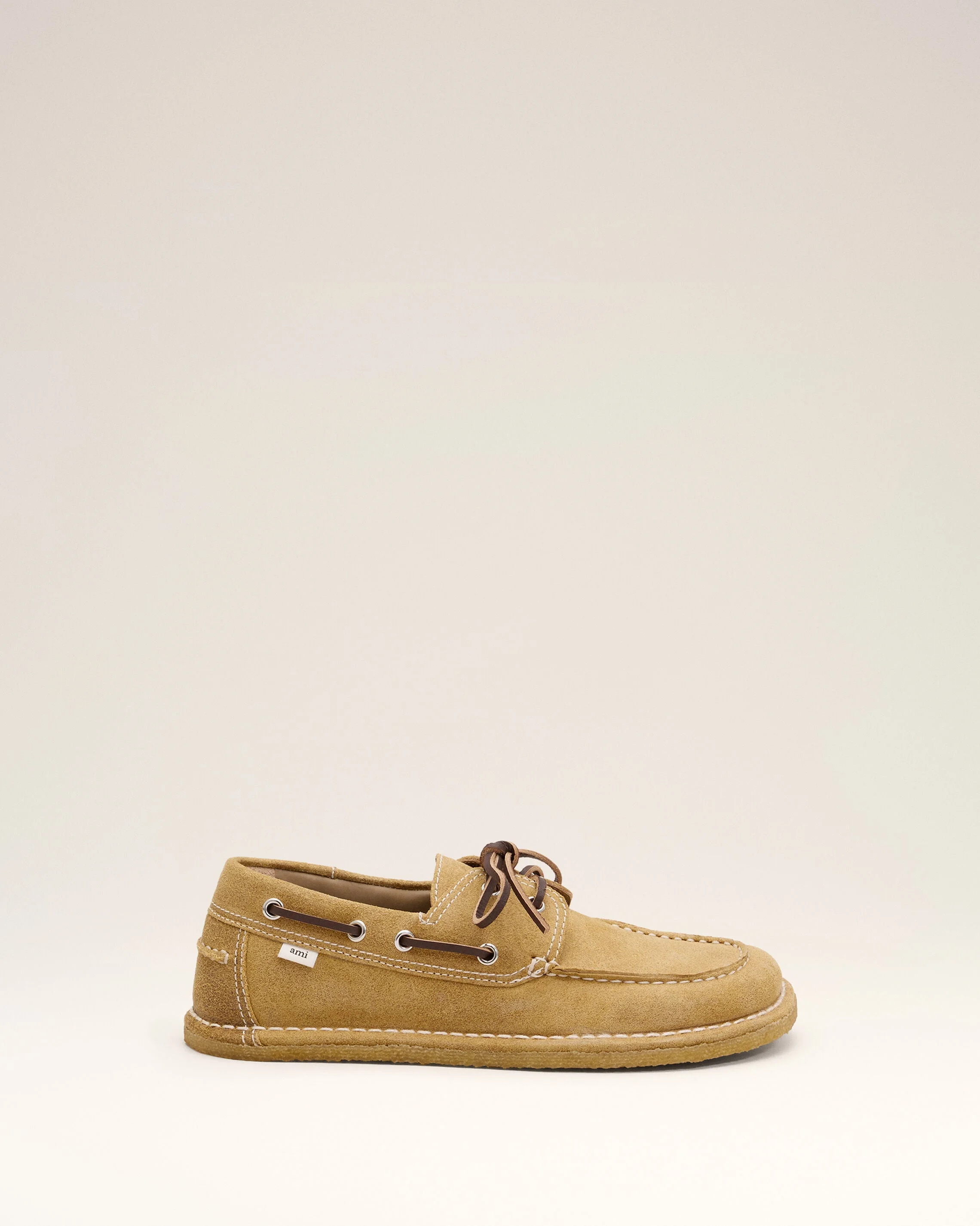 BEIGE COW LEATHER BOAT SHOES - 1