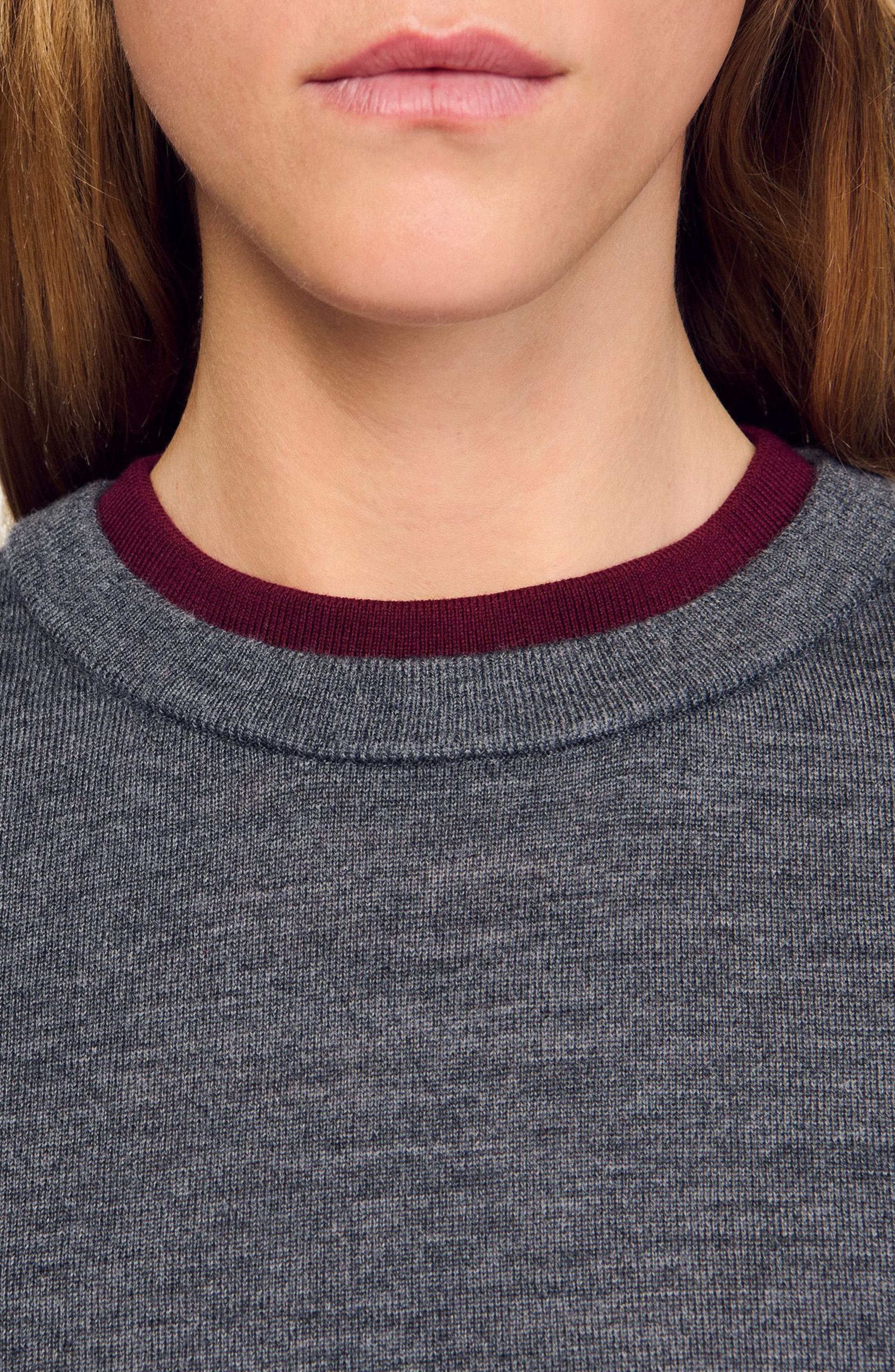 SANDRO Two-tone cropped sweater in Grey at Nordstrom - 5