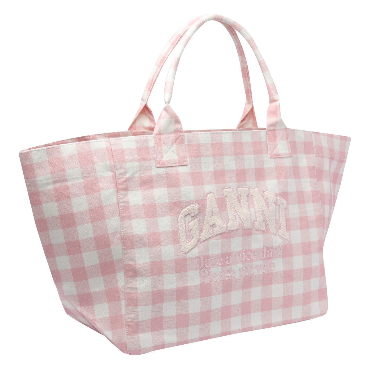 Ganni Women Xxl Vichy Logo Shopper Bag - 2