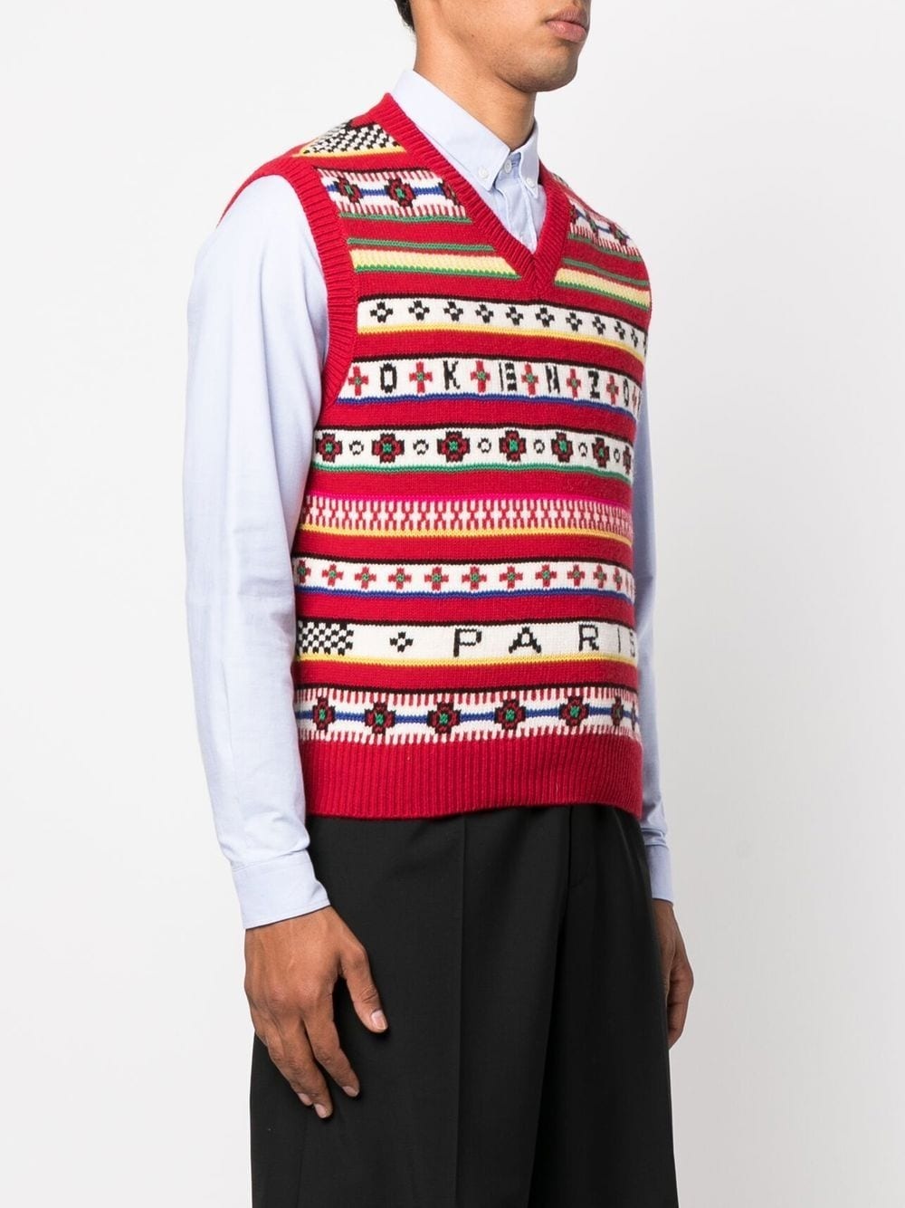 V-neck fair isle-knit vest - 3
