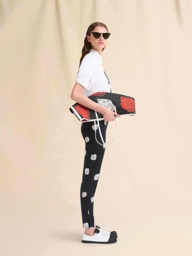 WHITE COTTON T-SHIRT WITH SCRAPED ROSE PRINT 5