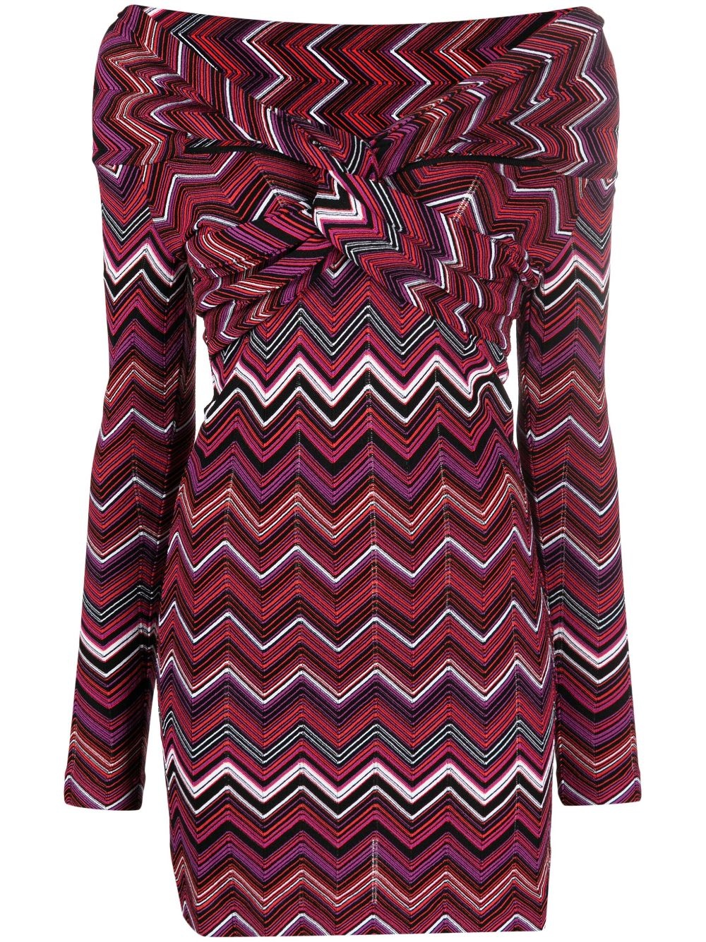 zigzag-design twist-detail minidress - 1