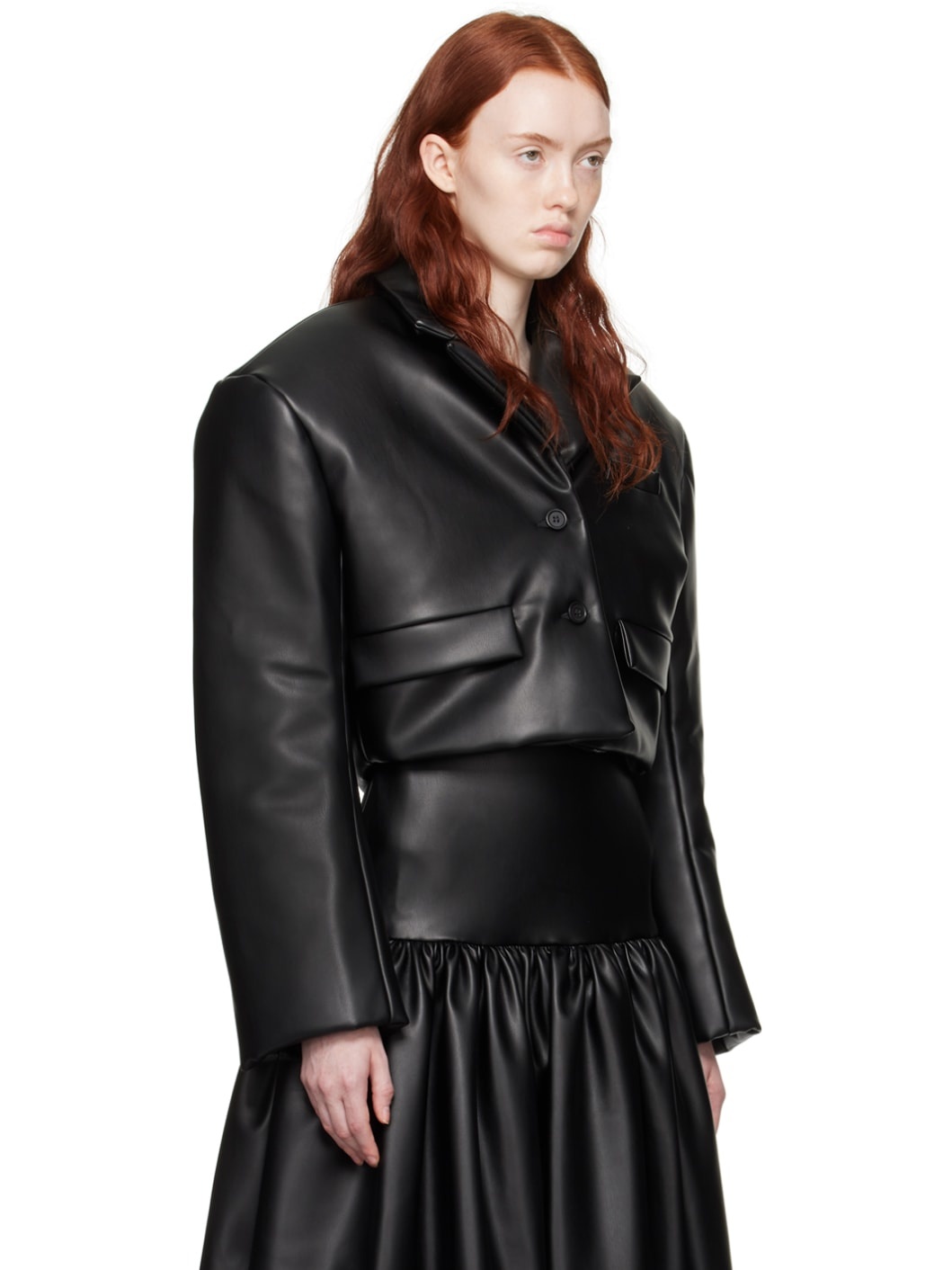 Black Cropped Arthur Faux-Leather Jacket - 2
