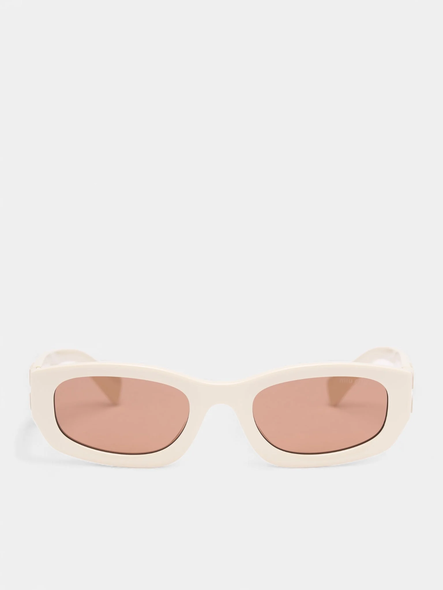 White Matte Rectangular Sunglasses - 1