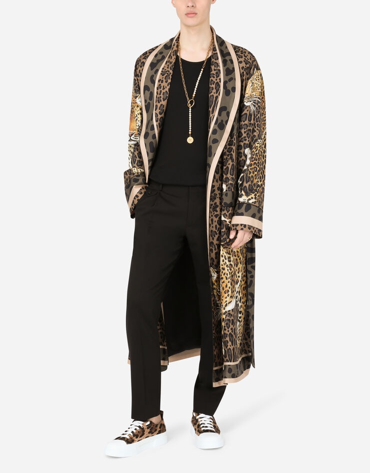 Leopard-print silk robe - 6