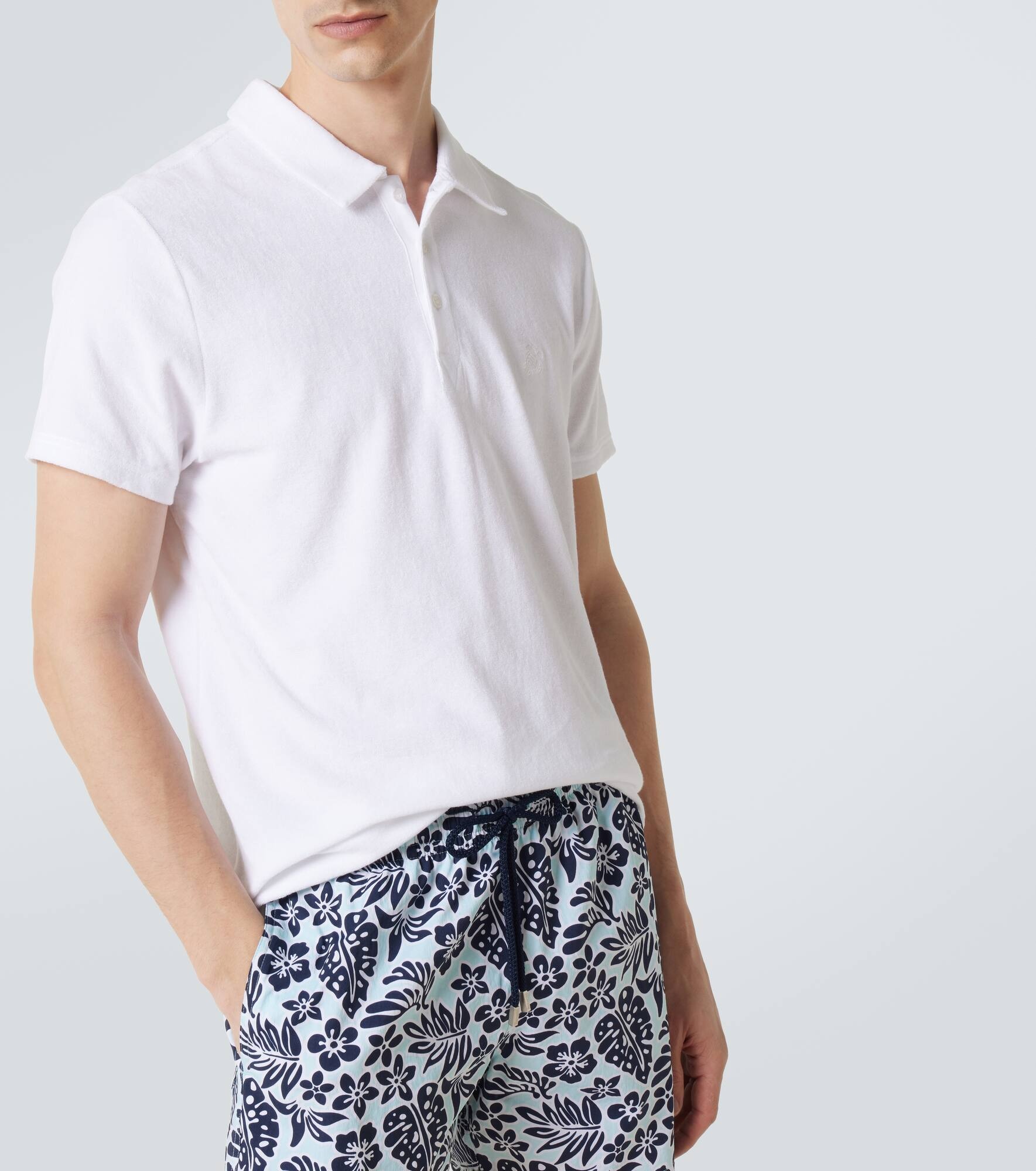 Cotton-blend terry polo shirt - 5