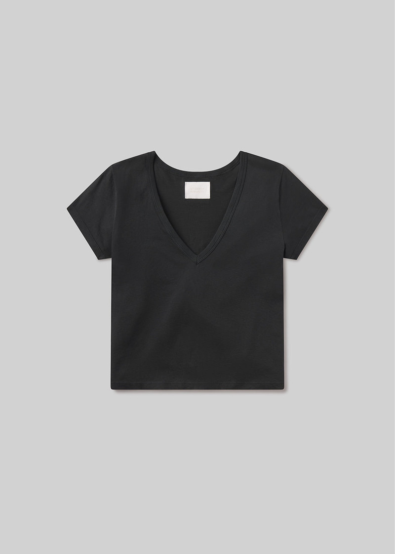 Hara V Neck Tee In Washed Black 1
