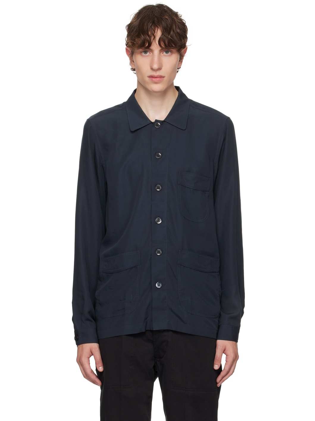 Navy Button Up Shirt - 1