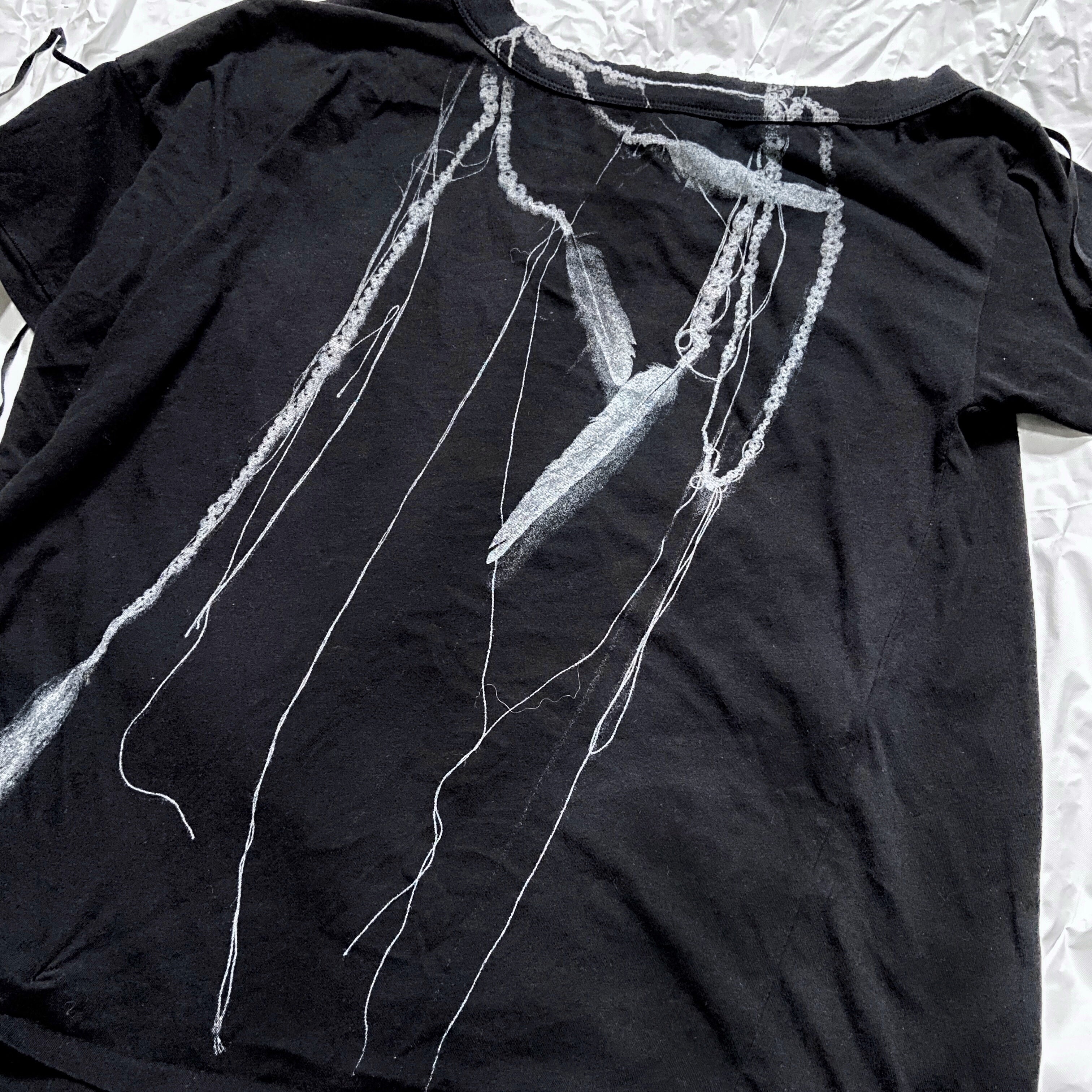 Ann Demeulemeester spring 2017 bondage Trompe I’oeil necklace print asymmetrical tee 36 - 6