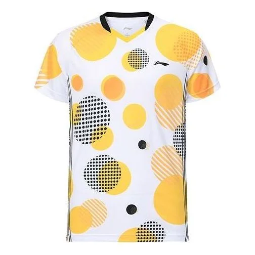 Li-Ning Badminton Wear Game Shirt 'White Yellow' AAYR381-1 - 1