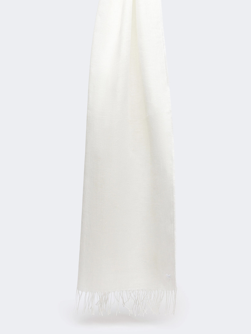 SIONBIO Linen stole with fringes - WHITE 4