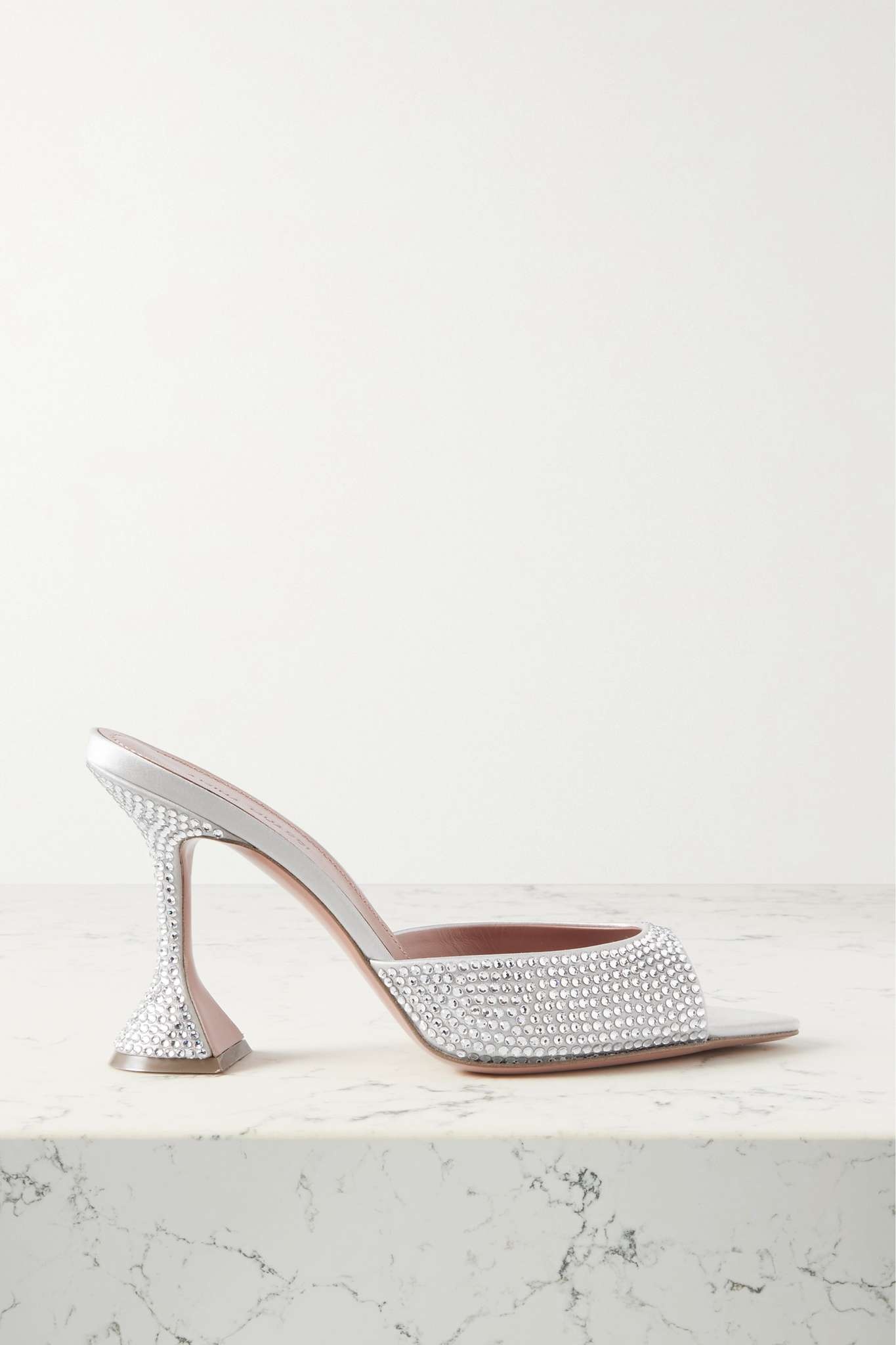 Caroline crystal-embellished satin mules - 1