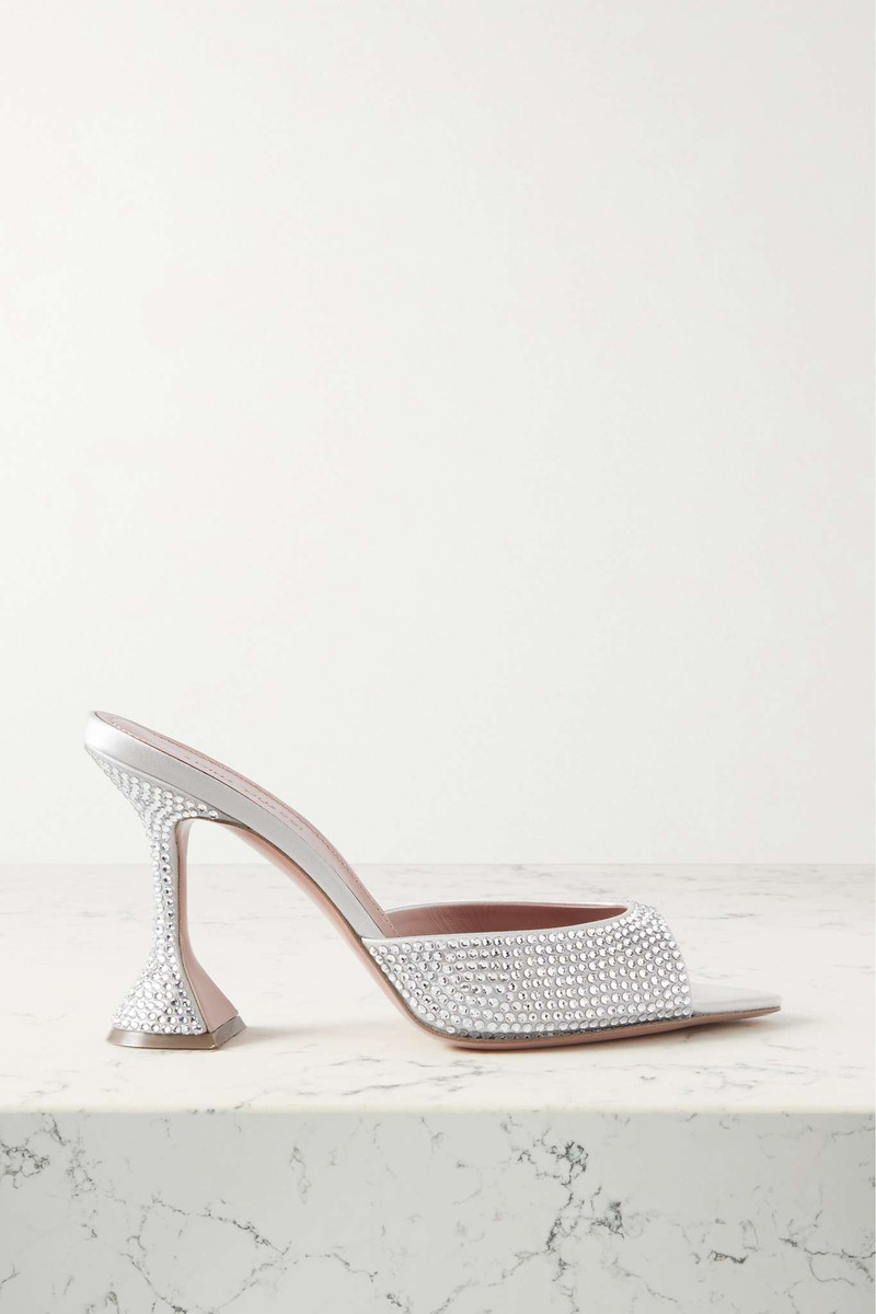 Caroline crystal-embellished satin mules - 1