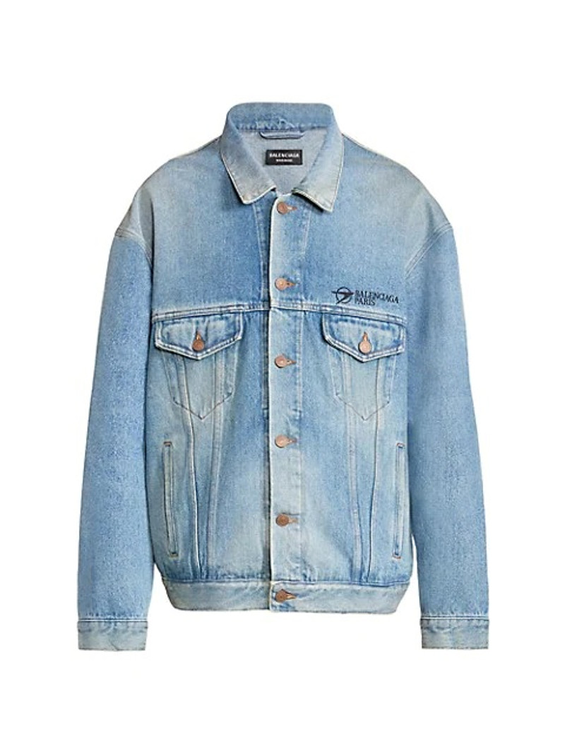 logo-embroidered denim jacket - 1